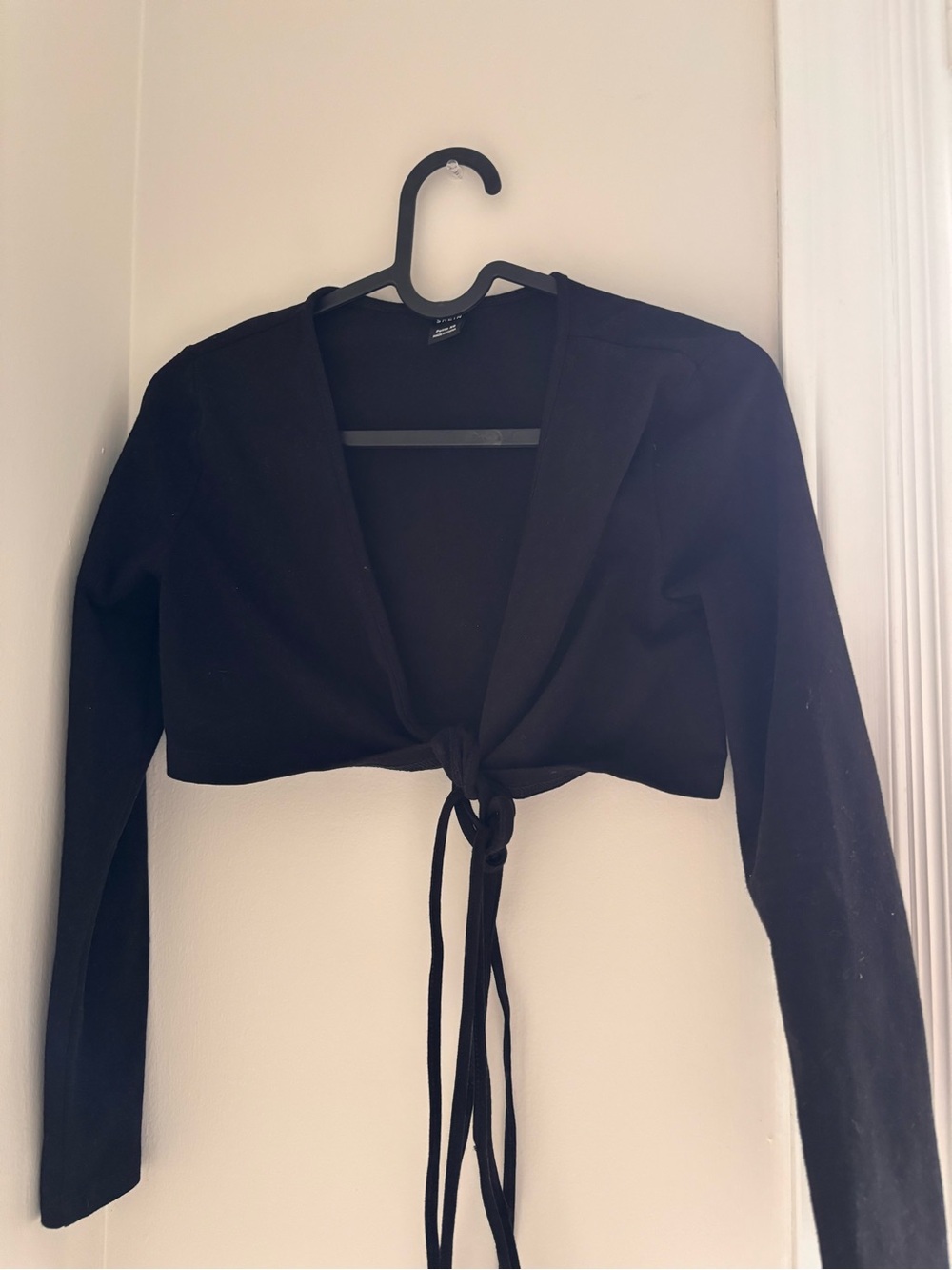 Long-Sleeve Tie-Front Crop Top